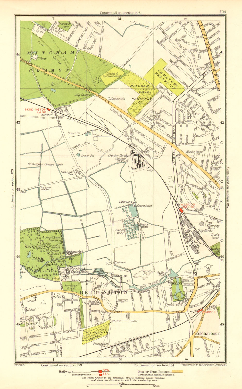 SURREY. Beddington Lane Coldharbour Sandhills Waddon Ampere Way 1937 map