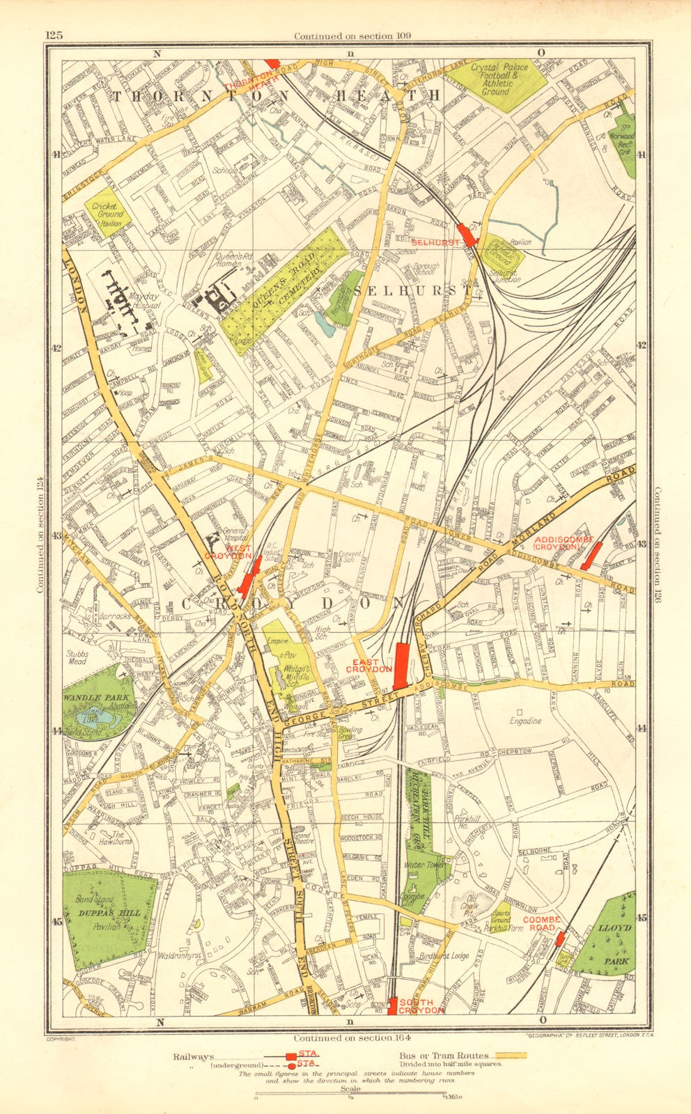CROYDON. Selhurst Thornton Heath Addiscombe Road Wandle Park Duppas 1937 map