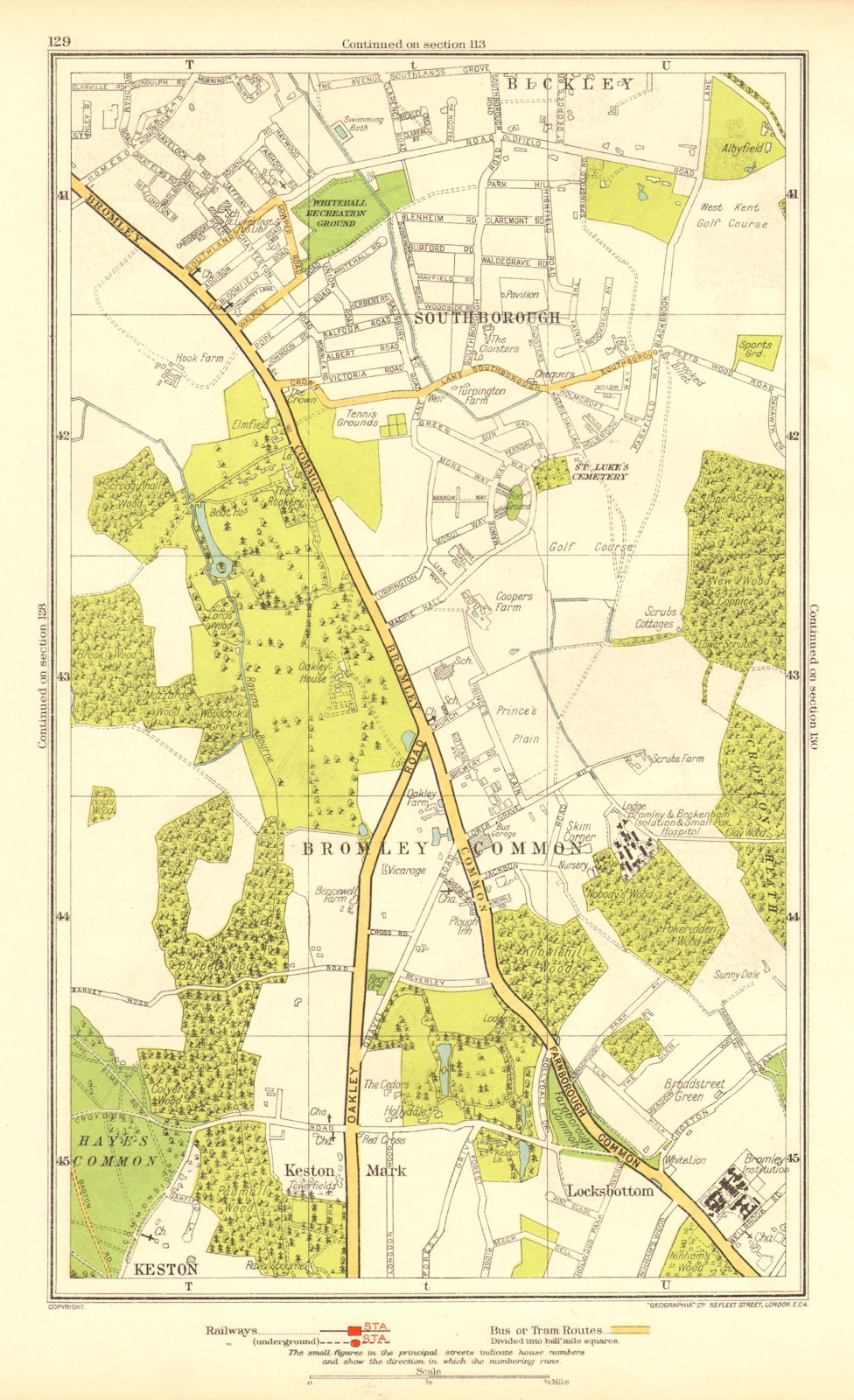 BROMLEY COMMON. Keston Keston Mark Locksbottom Southborough Bromley 1937 map