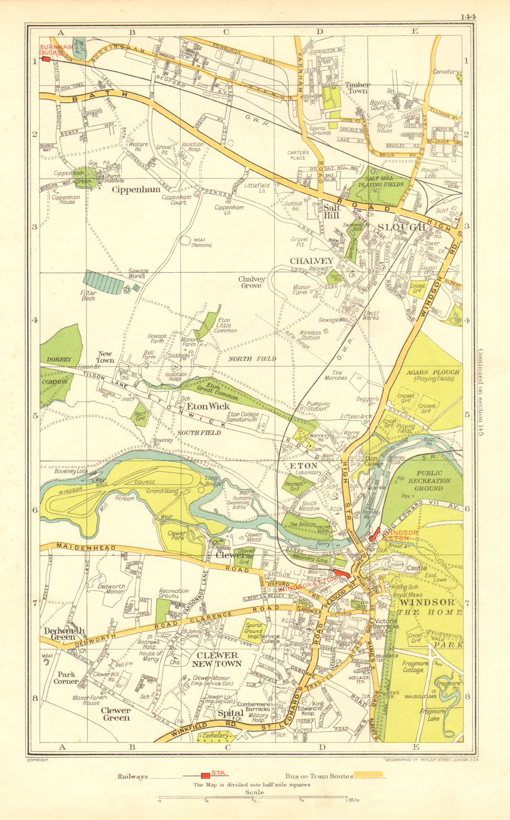 Associate Product WINDSOR ETON SLOUGH. Clewer Dedworth Chalvey Cippenham Eton Wick 1937 old map