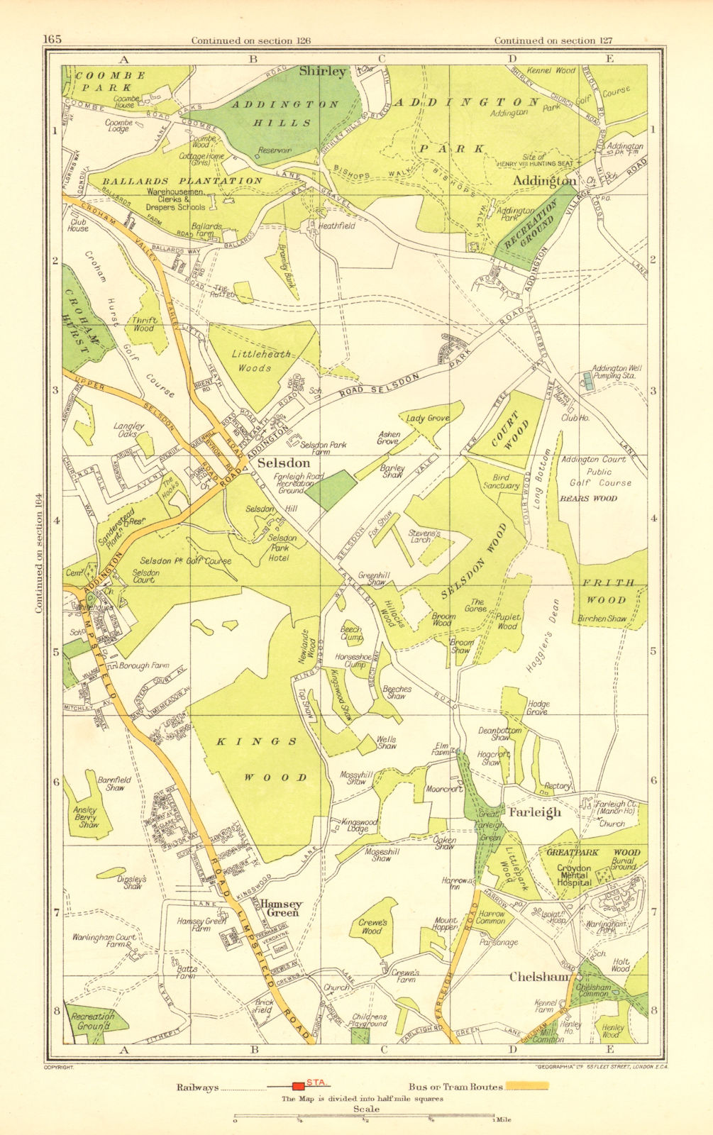 SELSDON. Addington Chelsham Farleigh Hamsey Green Forestdale Shirley 1937 map