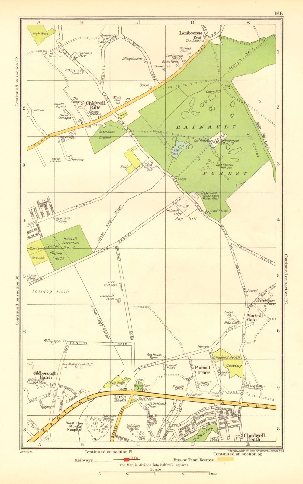 ILFORD. Hainault Aldborough Hatch Chigwell Row Little Heath (Essex) 1937 map