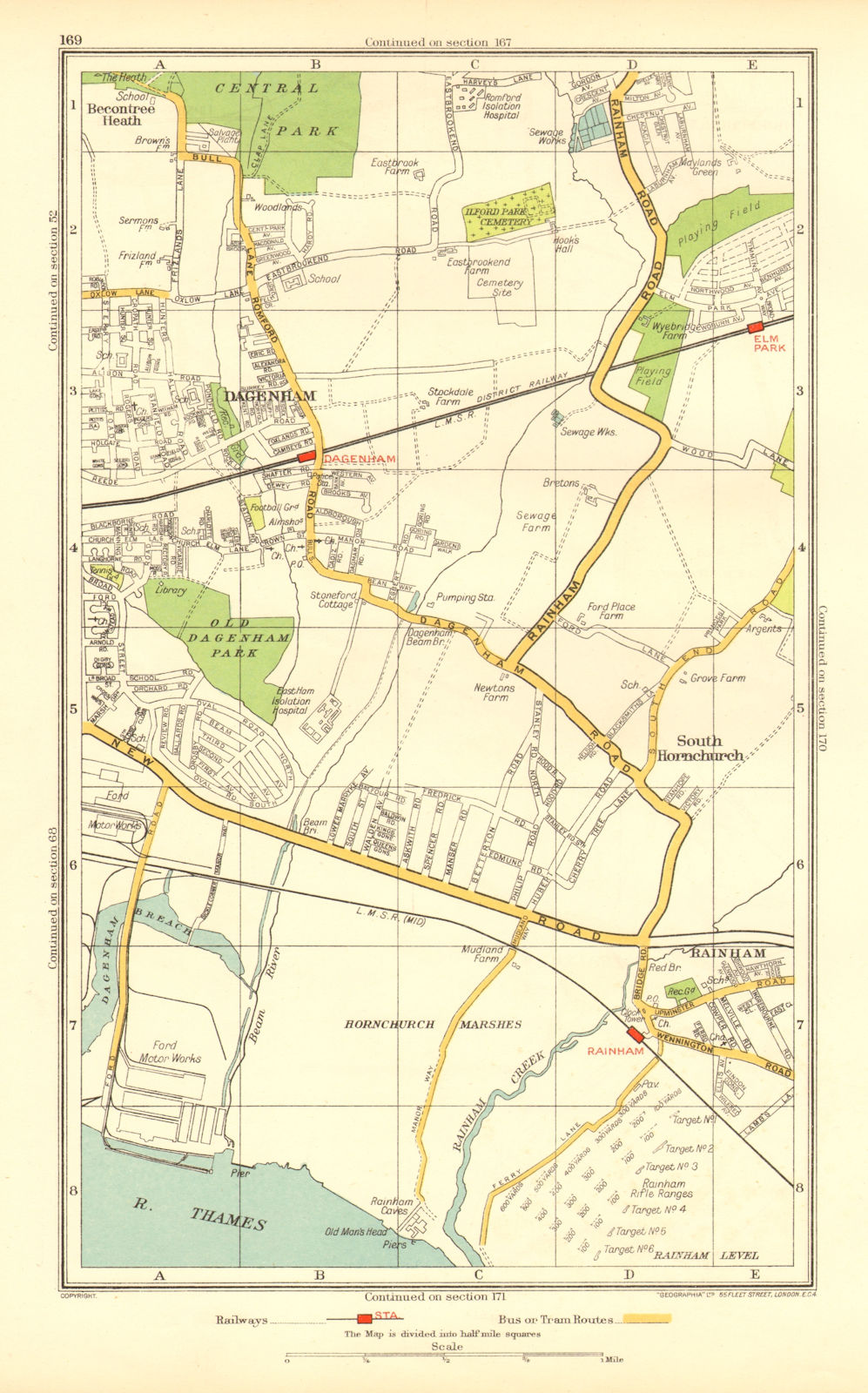 Associate Product DAGENHAM. Rainham South Hornchurch Elm Park Motor Works (Essex) 1937 old map