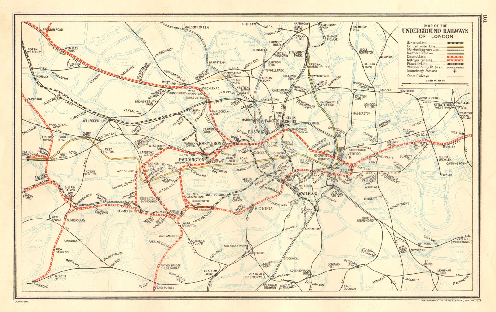 LONDON. Vintage Underground / Tube map 1937 old vintage plan chart