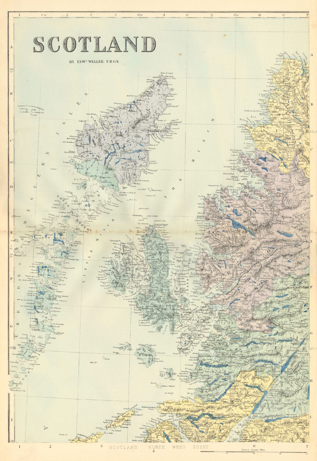 SCOTLAND (North West). Hebrides Skye Uist Harris Lewis. GW BACON 1884 old map