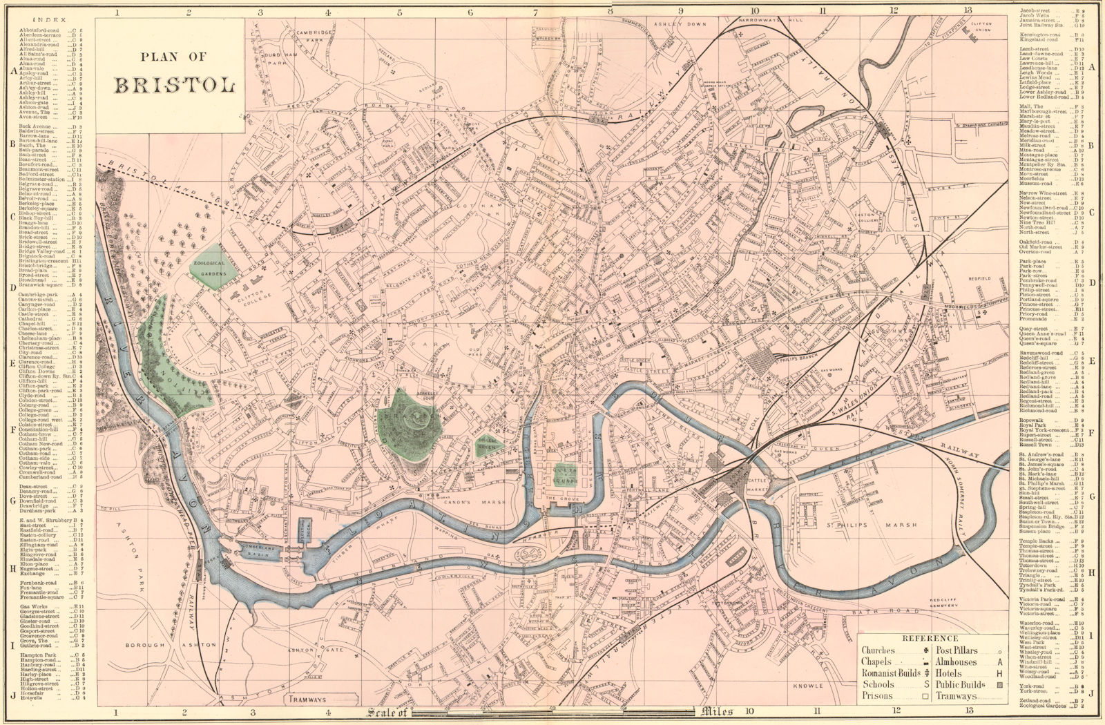 Associate Product BRISTOL. Clifton Cotham Easton Ashton Gate. Town plan. GW BACON 1884 old map