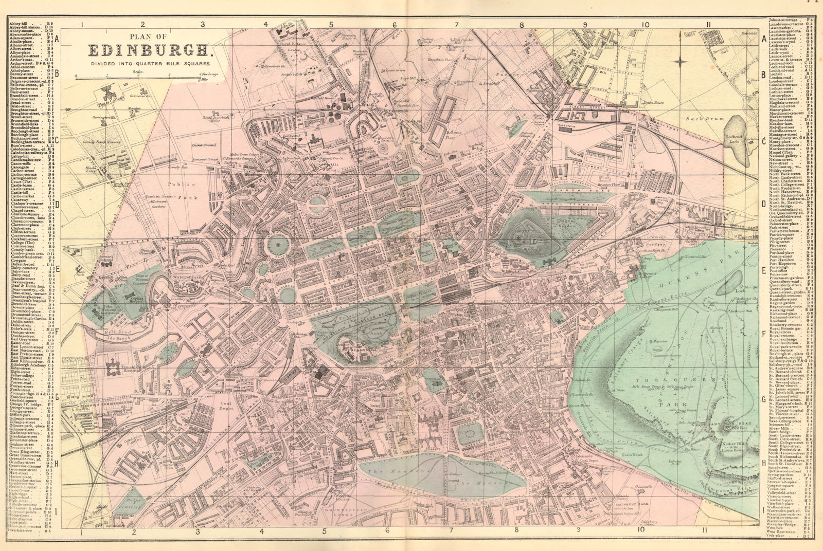 EDINBURGH. inc Canongate Broughton Gayfield. Town plan. GW BACON 1884 old map