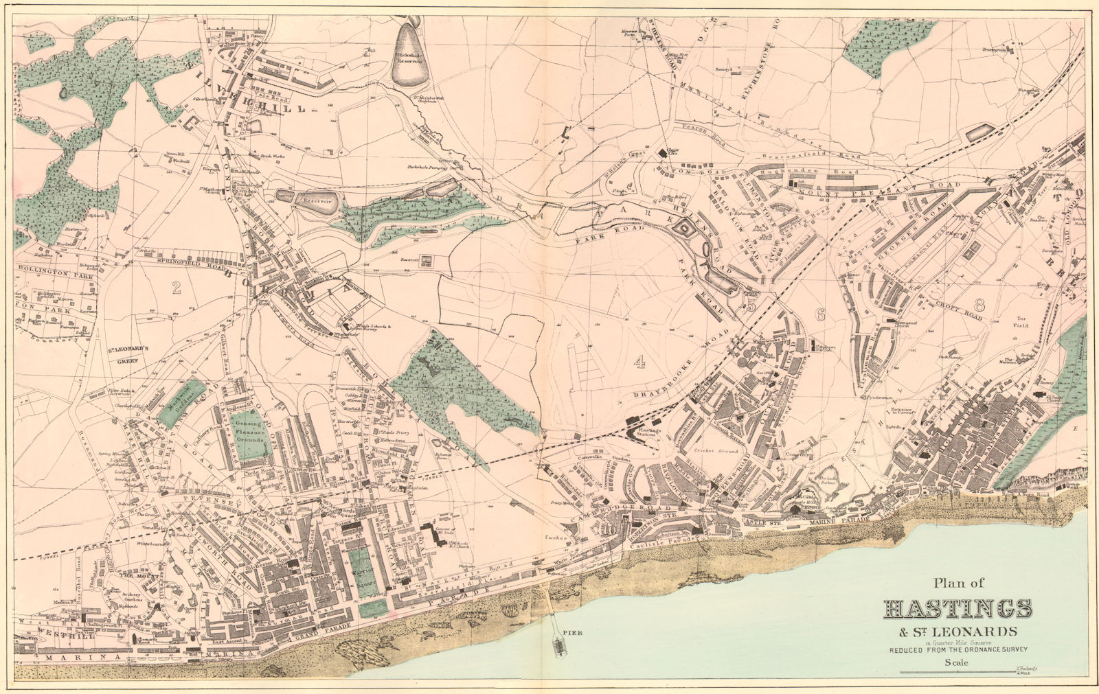 HASTINGS. St Leonards Silverhill Blacklands. Town plan. GW BACON 1884 old map