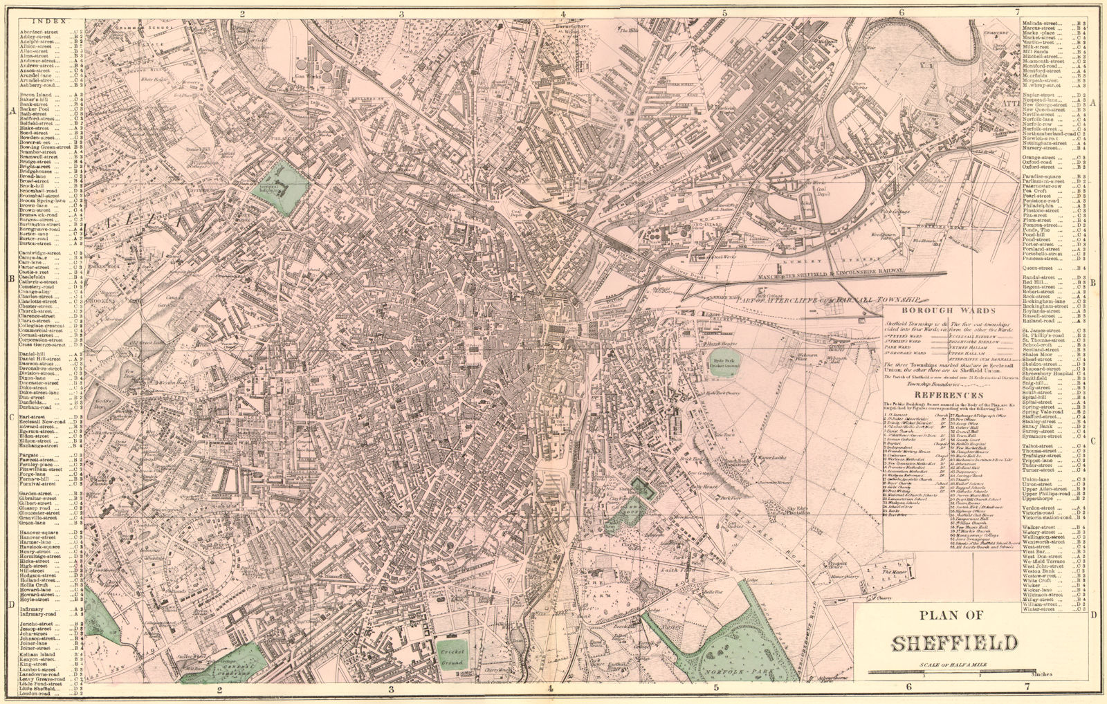 Associate Product SHEFFIELD. Antique town plan by GW BACON. Yorkshire 1884 old map chart