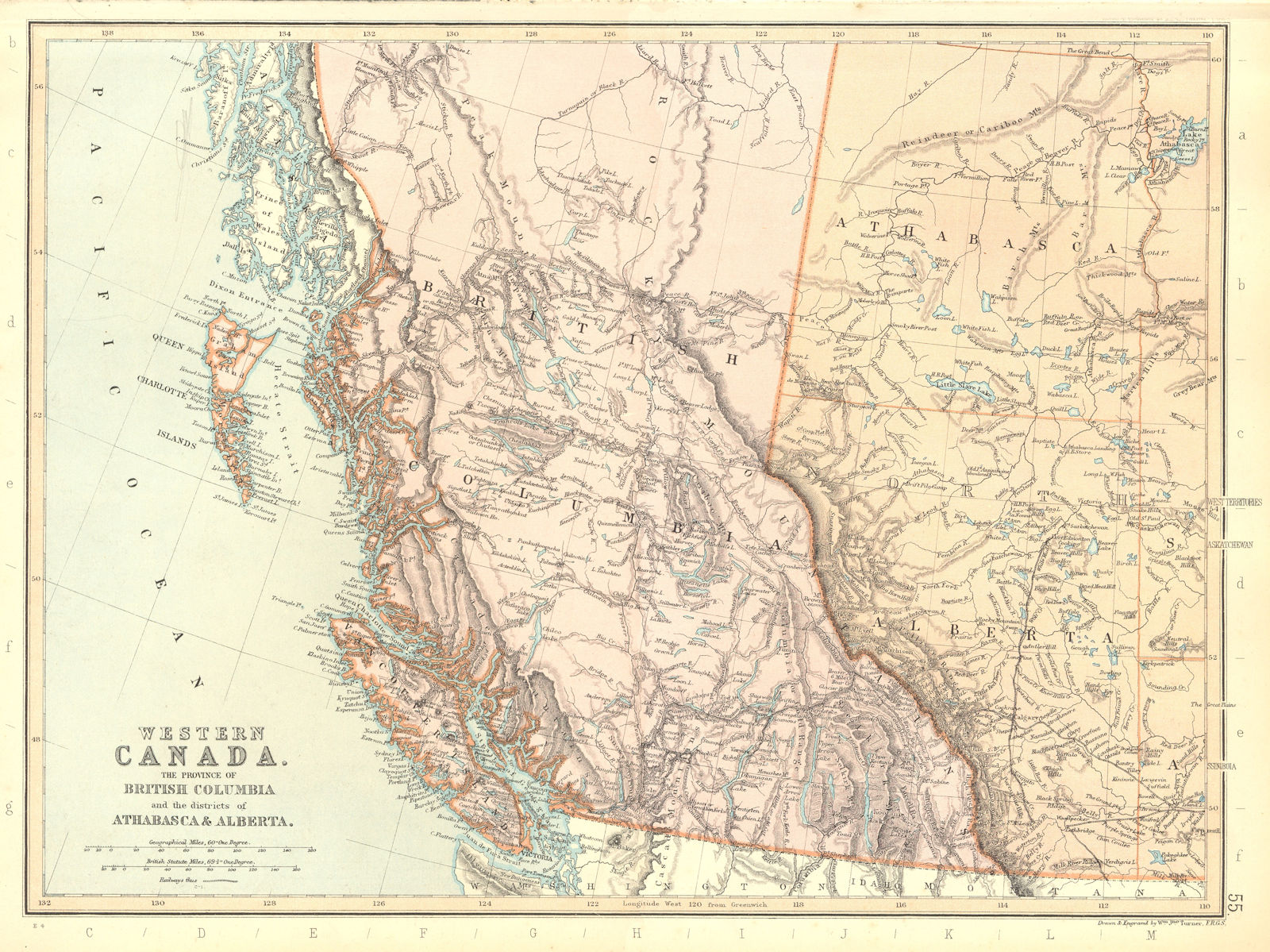 WESTERN CANADA. British Columbia Athabasca  Alberta.Vancouver.BLACKIE 1893 map