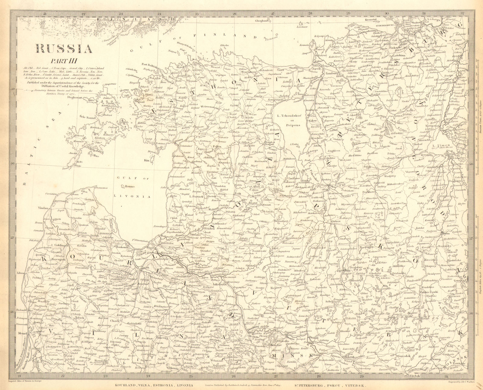 BALTICS. Courland Vilna Estonia Livonia St Petersburg Vitebsk. SDUK 1848 map