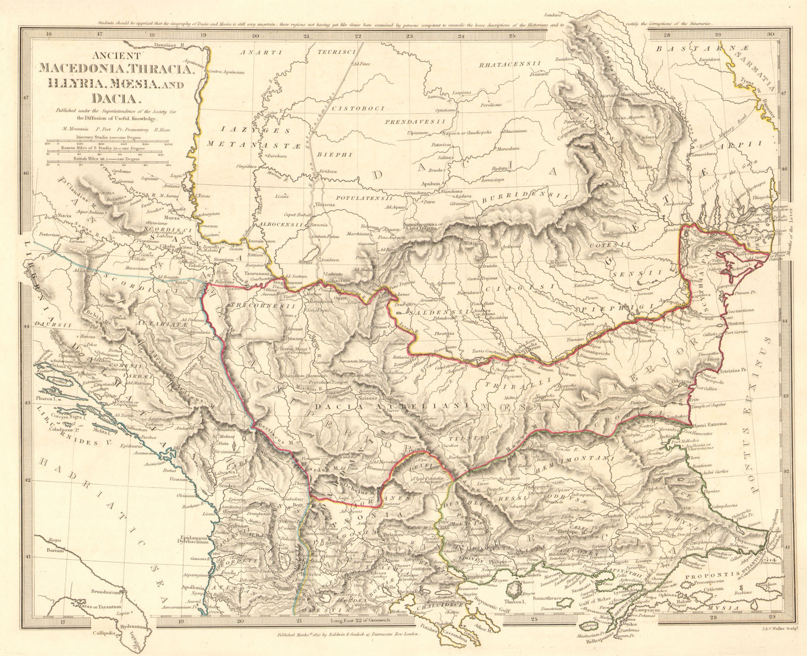 Associate Product BALKANS ANCIENT. Macedonia, Thracia, Illyria, Moesia and Dacia. SDUK 1848 map