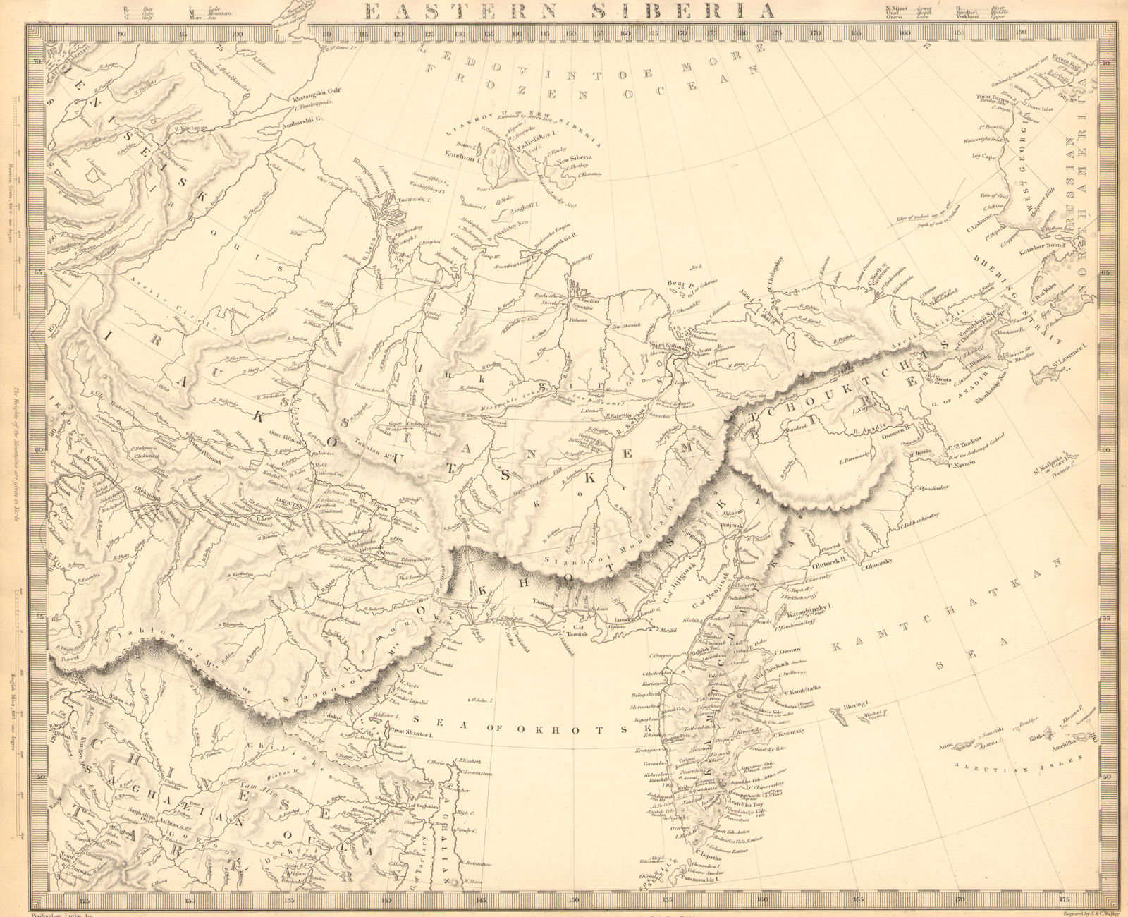 Associate Product EASTERN SIBERIA. Kamtchatka Yakutia Chukotka Khabarovsk. Russia. SDUK 1848 map