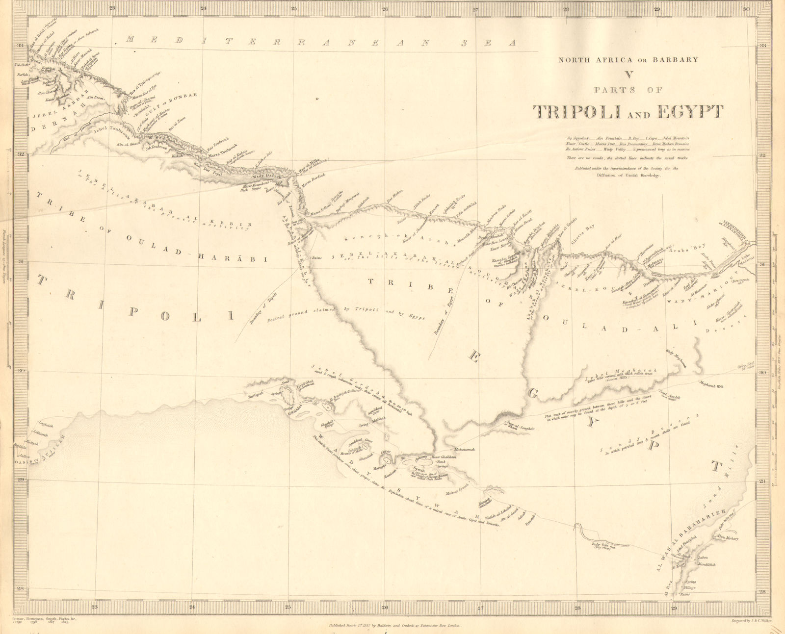 Associate Product NORTH AFRICA BARBARY. Parts of Tripoli (Libya) & Egypt. Tribes. SDUK 1848 map