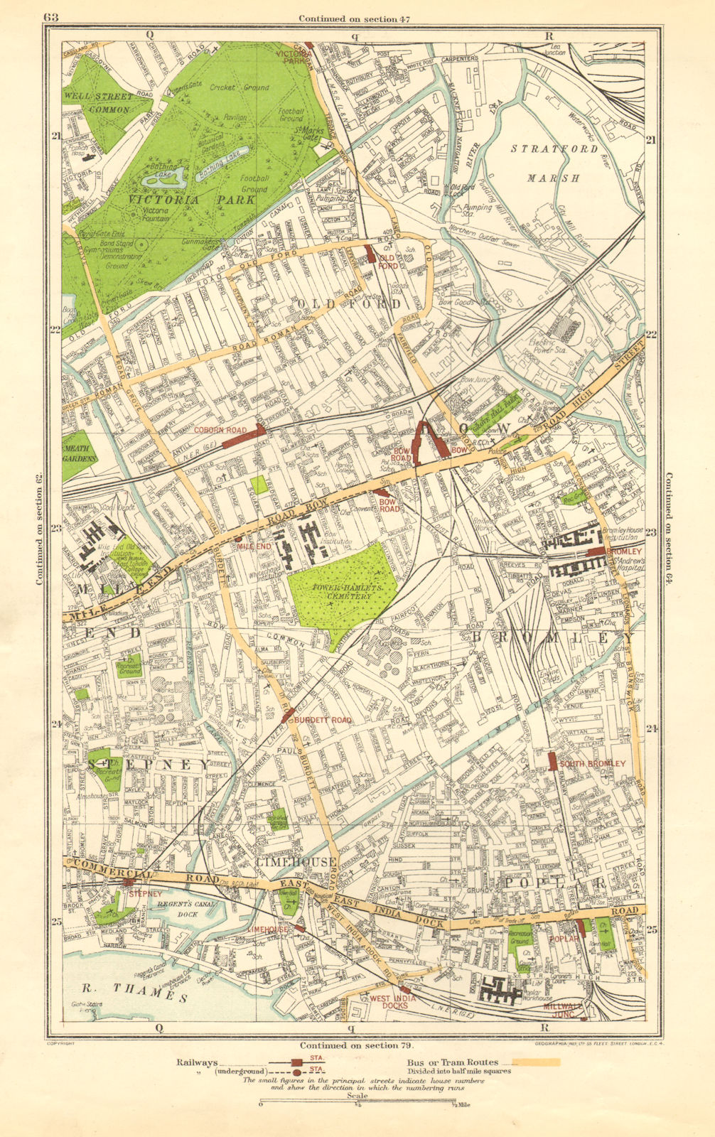 Associate Product EAST END. Bow,Bromley,Limehouse,Old Ford,Poplar,Victoria Park,Stepney 1923 map