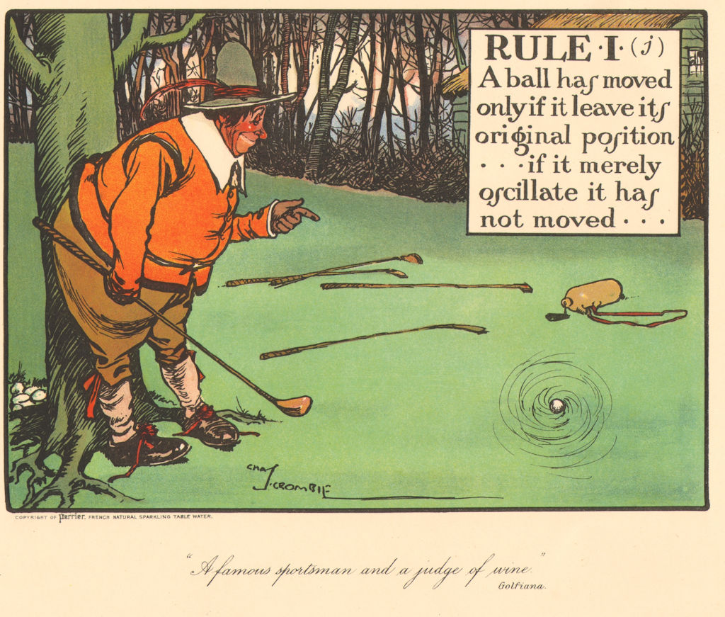 GOLF. Charles Crombie. RULE I(j). A ball has moved if it… Original 1905 print