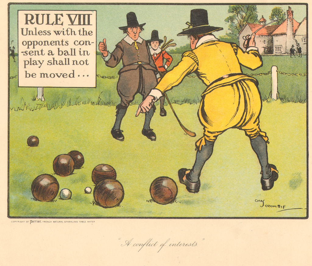 Associate Product GOLF. Charles Crombie. RULE VIII. Ball in play can't be moved. Original 1905