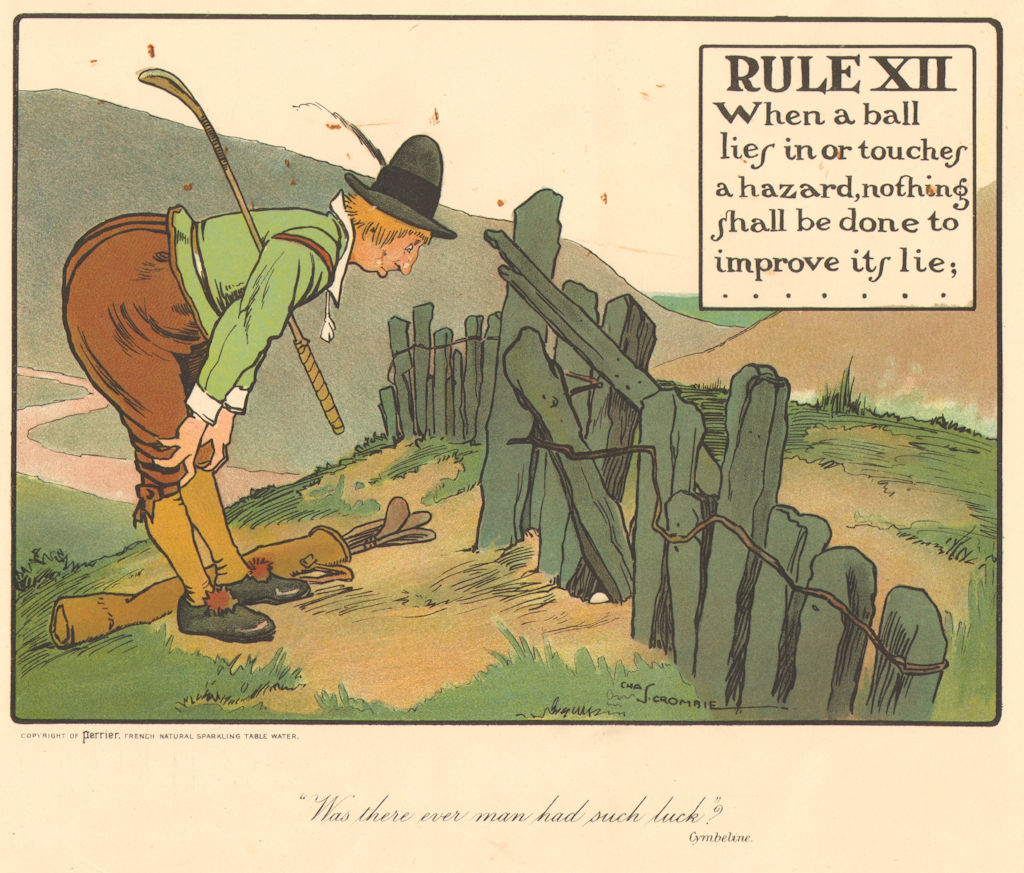 GOLF. Charles Crombie. RULE XII. When a ball lies in a hazard. Original 1905
