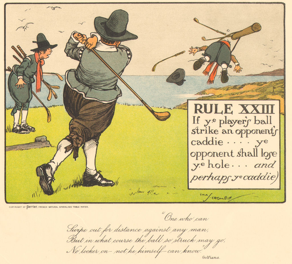 Associate Product GOLF. Charles Crombie. RULE XXIII. If the ball hits a caddie. Original 1905