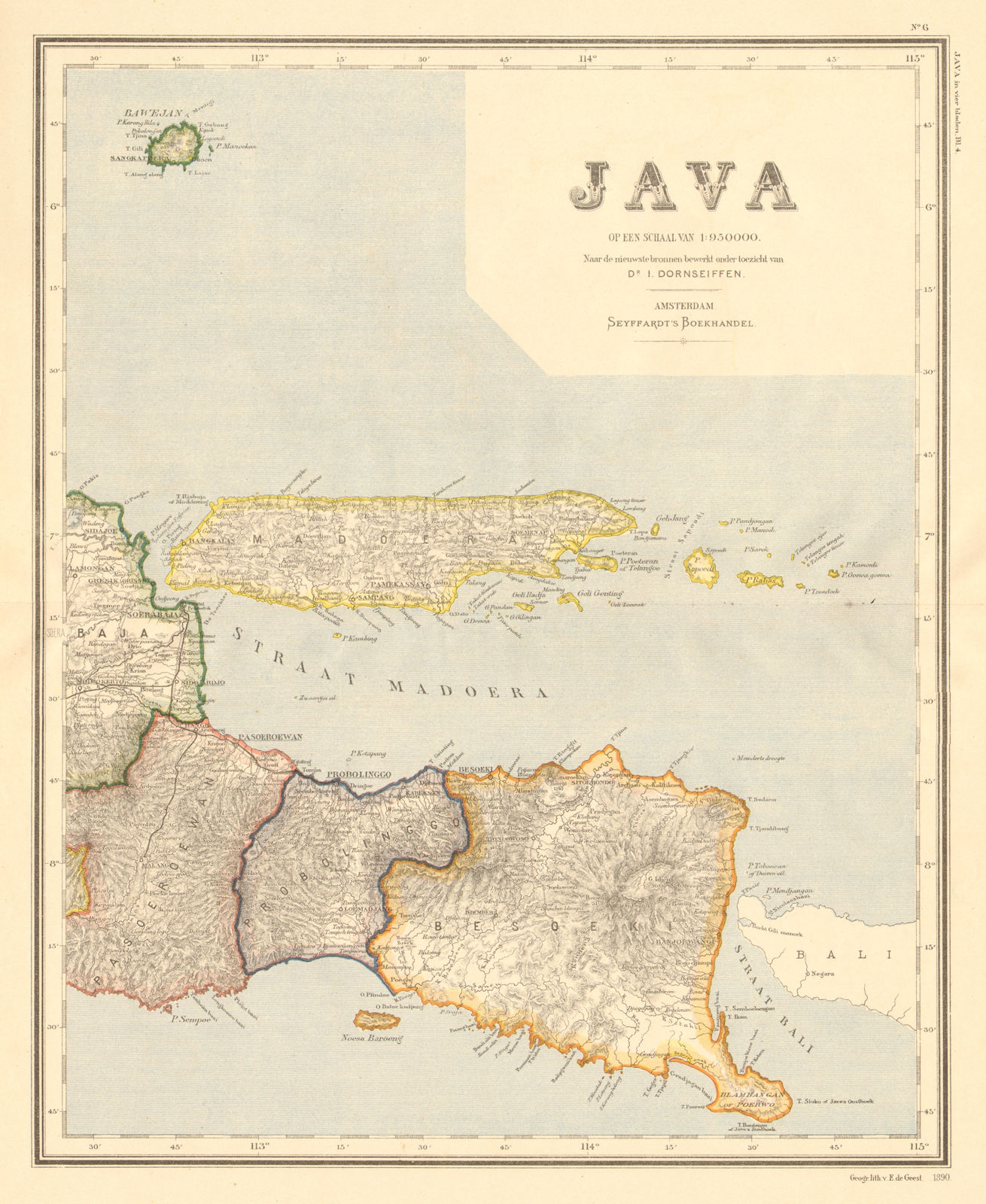 DUTCH EAST INDIES.Indonesia.East JAVA & Madura. Surabaya. DORNSEIFFEN 1892 map