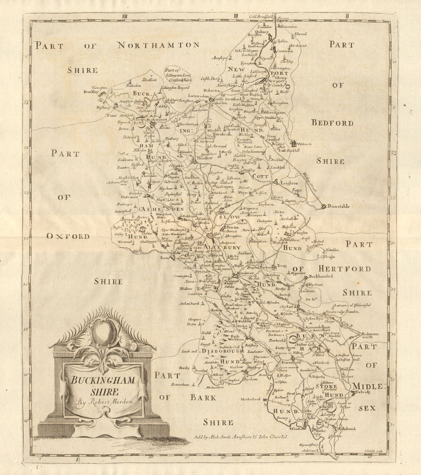 Associate Product BUCKINGHAMSHIRE. by ROBERT MORDEN from Camden's Britannia 1772 old antique map