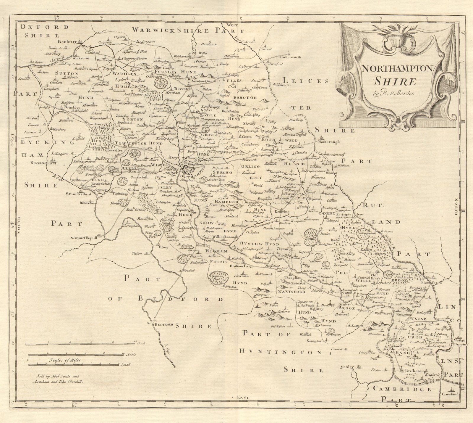 Associate Product NORTHAMPTONSHIRE. by ROBERT MORDEN from Camden's Britannia 1772 old map