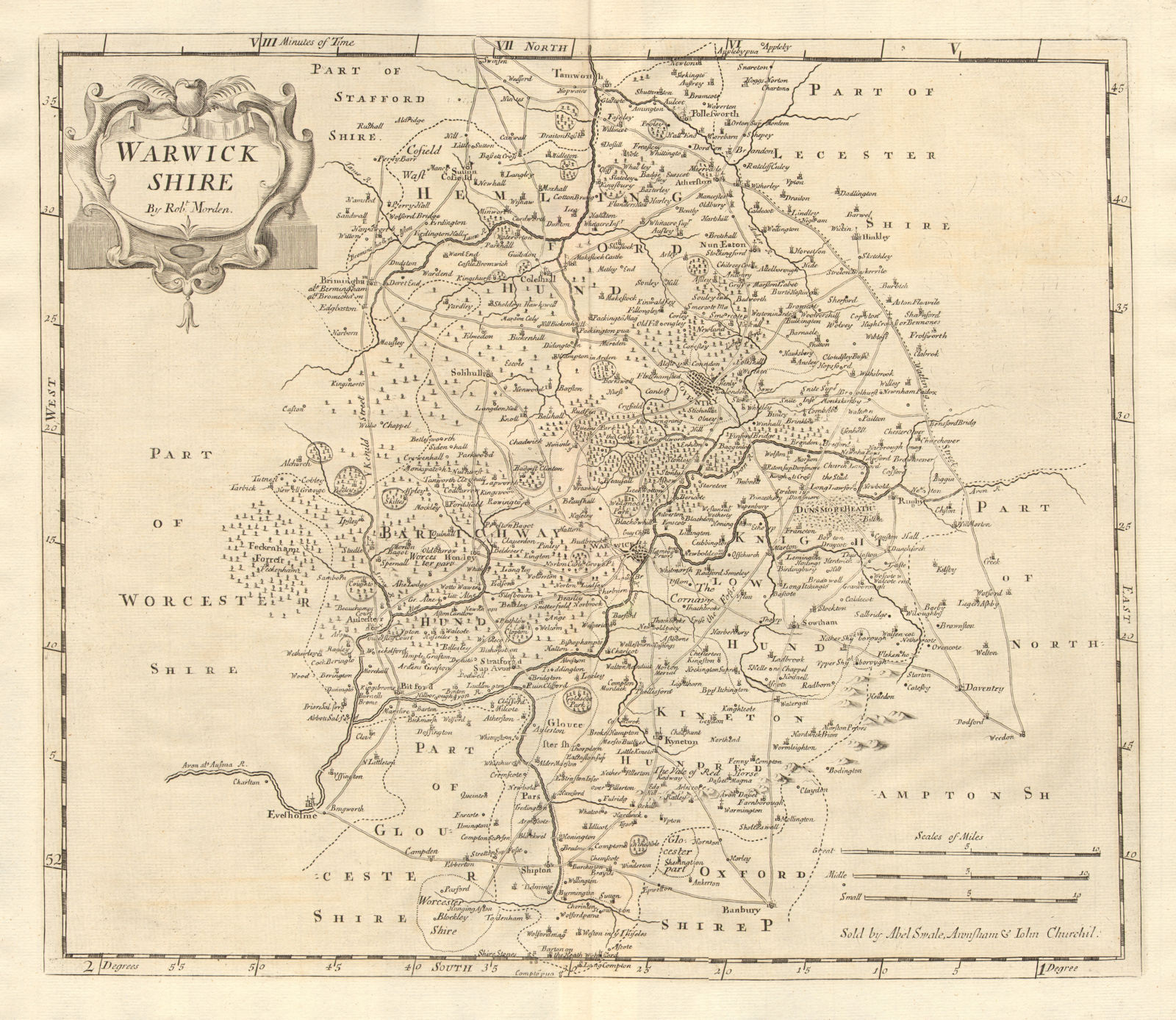 Associate Product Warwickshire. 'WARWICK SHIRE' by ROBERT MORDEN from Camden's Britannia 1772 map