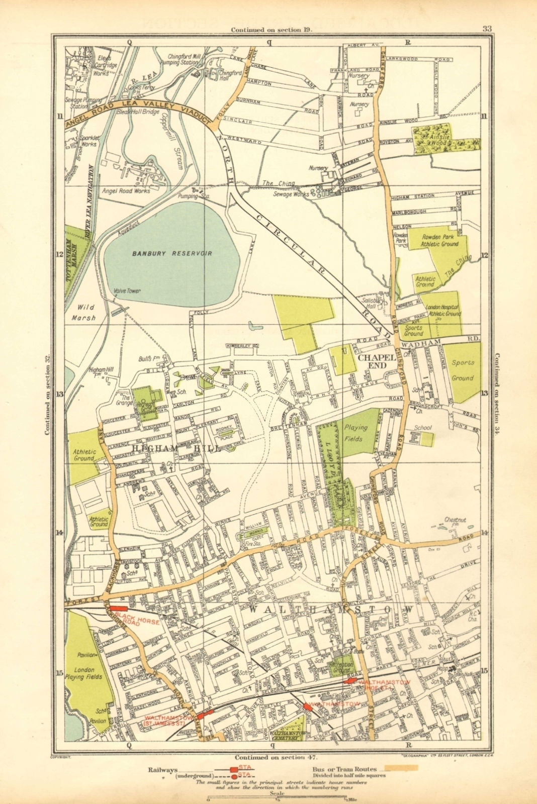 LONDON. Chapel End, Higham Hill, Walthamstow, Black Horse Road 1928 old map