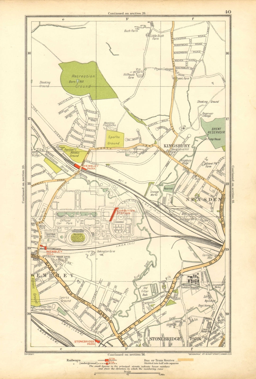 WEMBLEY. Kingsbury, Neasden, Church End, British Empire Exhibition 1928 map