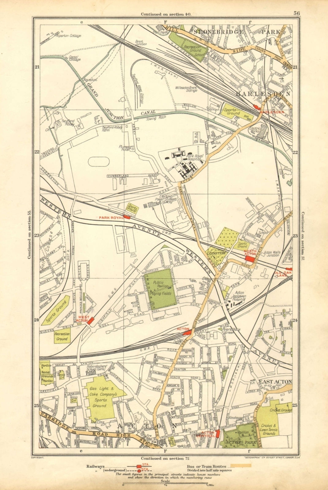 ACTON. Park Royal, Stonebridge Park, Harlesden, Old Oak Lane 1928 map