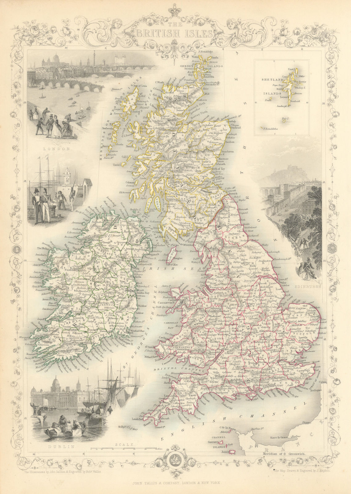 BRITISH ISLES. Counties. England Wales Scotland Ireland. TALLIS/RAPKIN 1851 map