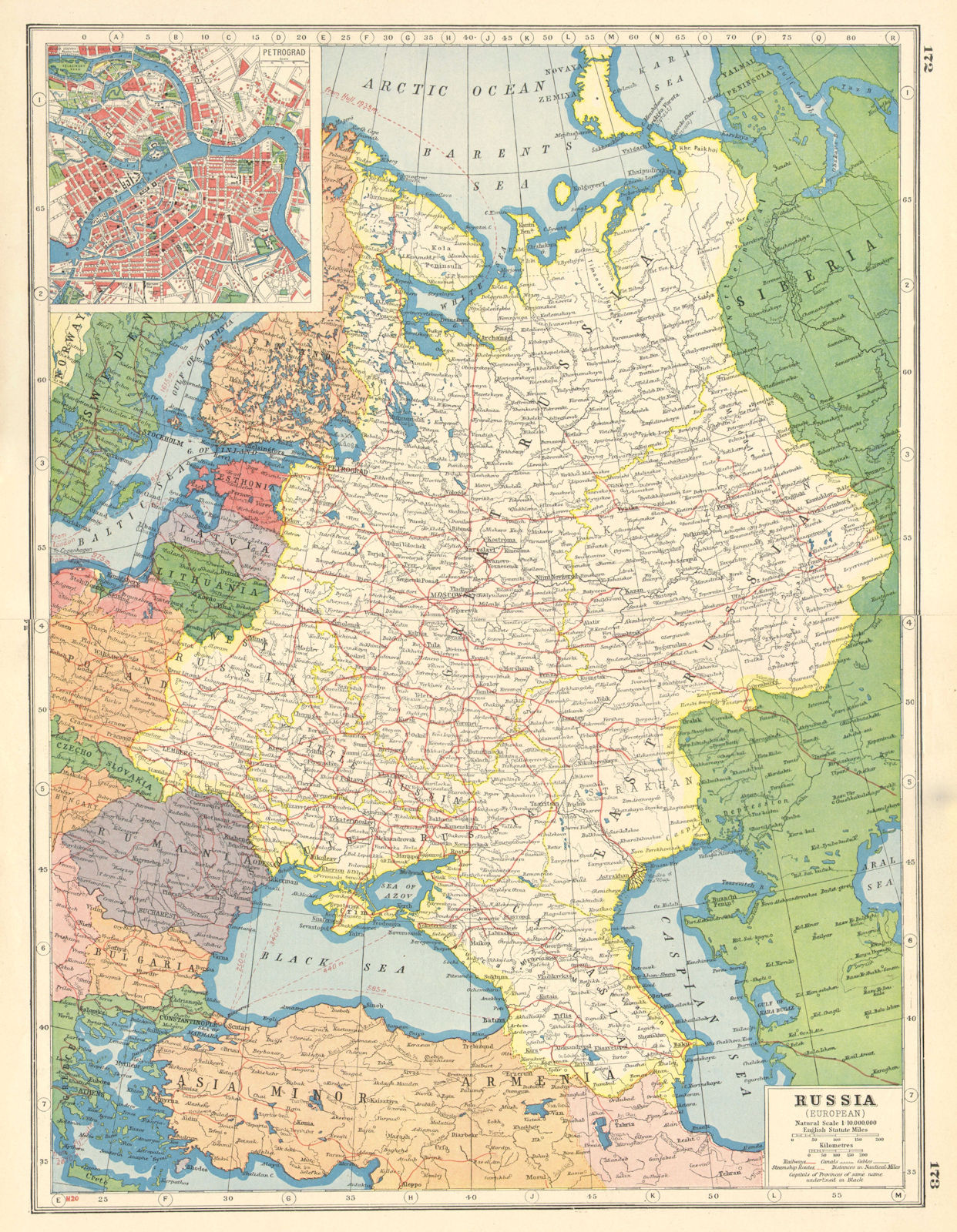 EUROPEAN RUSSIA. Petrograd (St Petersburg) plan. Little Russia/Ukraine 1920 map