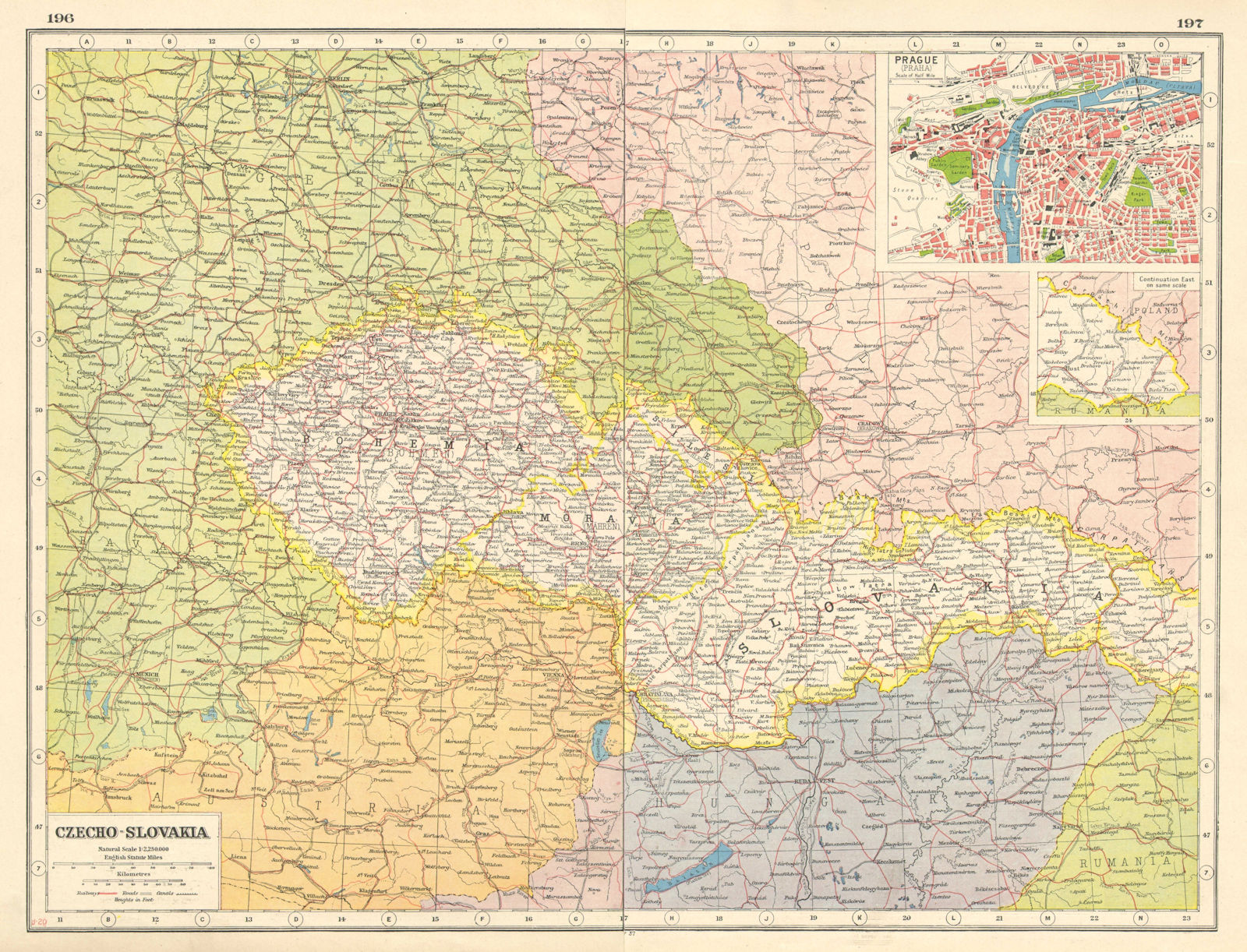 Associate Product CZECHOSLOVAKIA. w/ Carpathian Ruthenia. Prague/Praha. Bohemia Moravia 1920 map