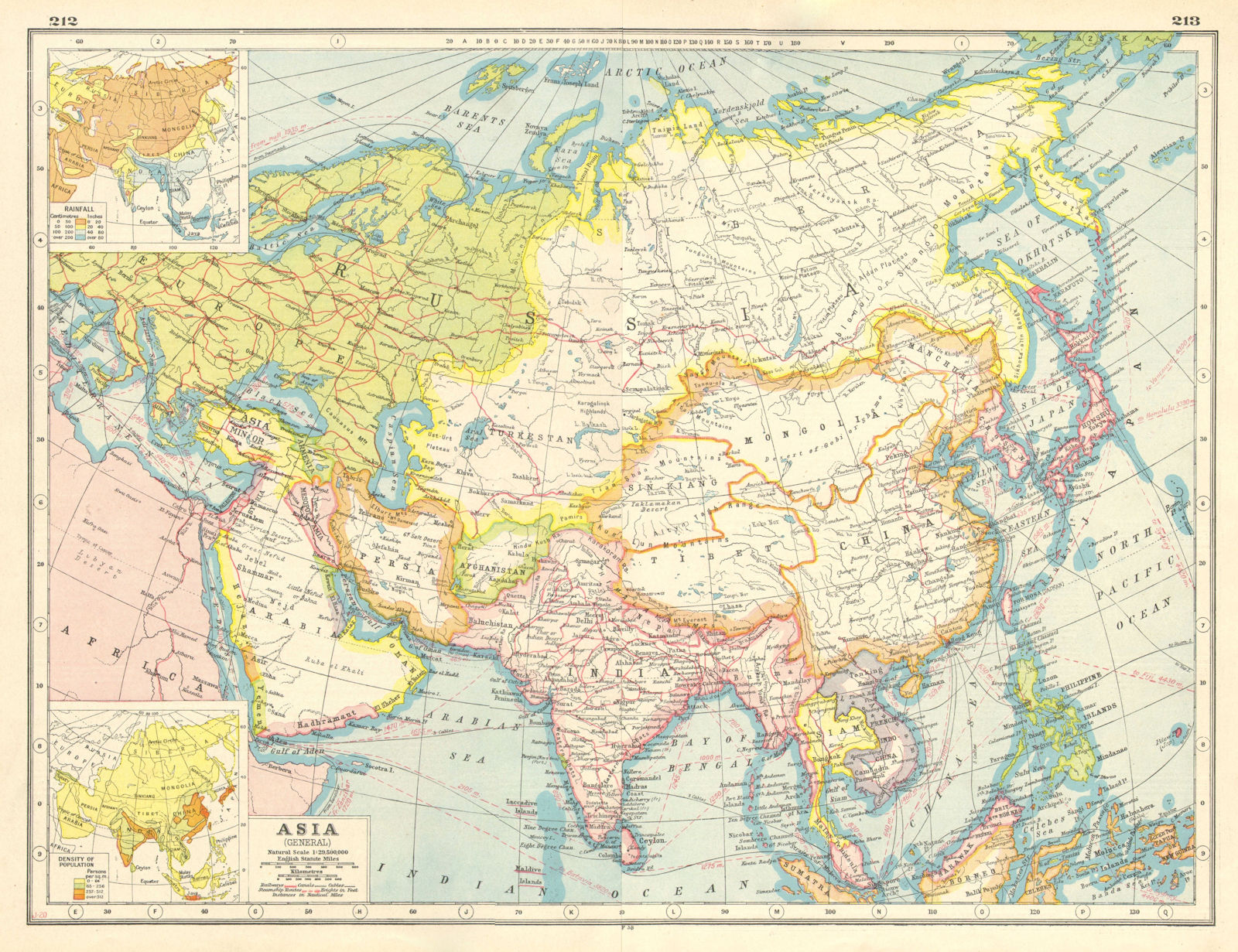 ASIA. Mesopotamia Asir Hejaz El Hasa Persia Siam Chosen Fr. Indochina 1920 map