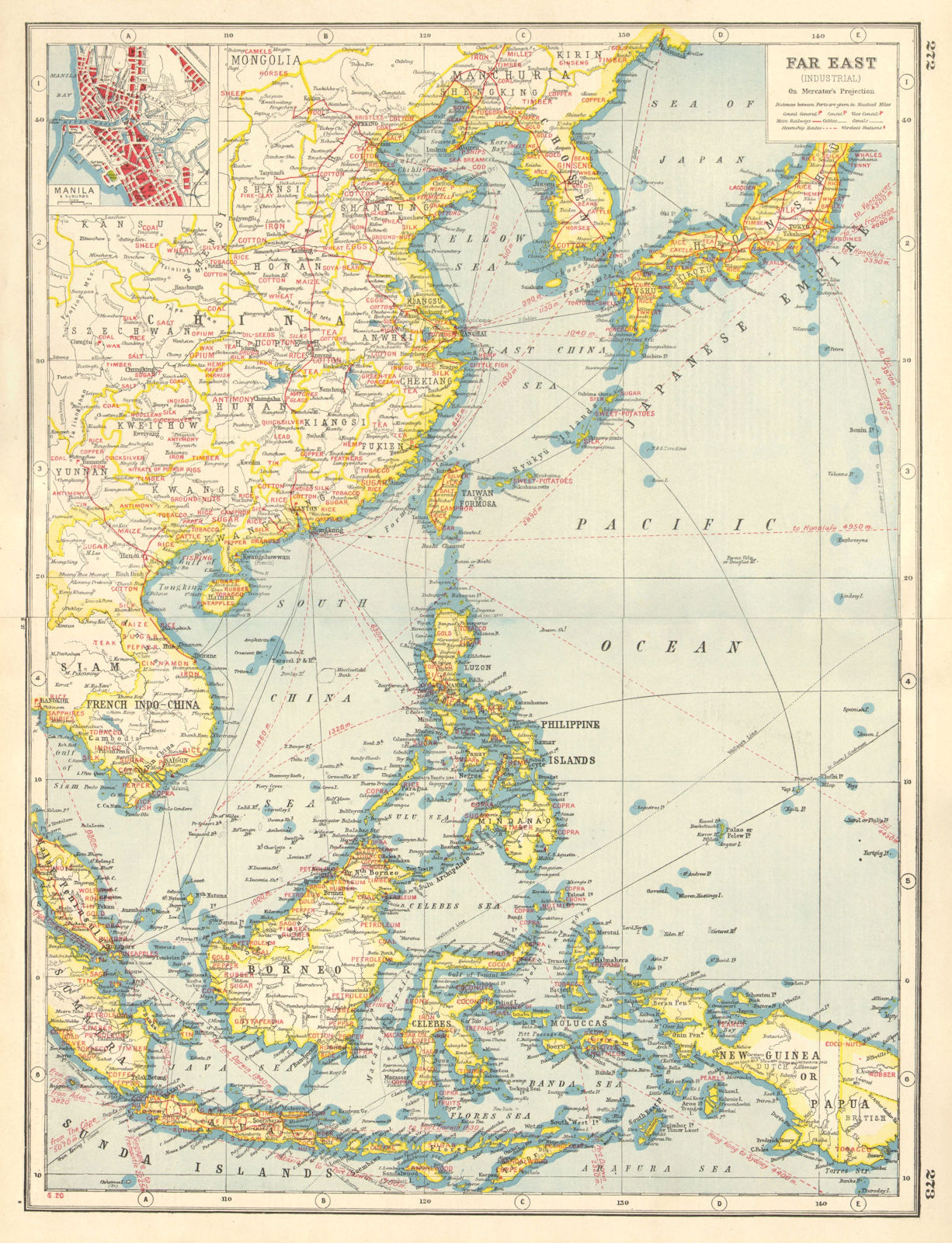 Associate Product EAST ASIA INDUSTRIES. China Korea East Indies Philippines. Manila plan 1920 map
