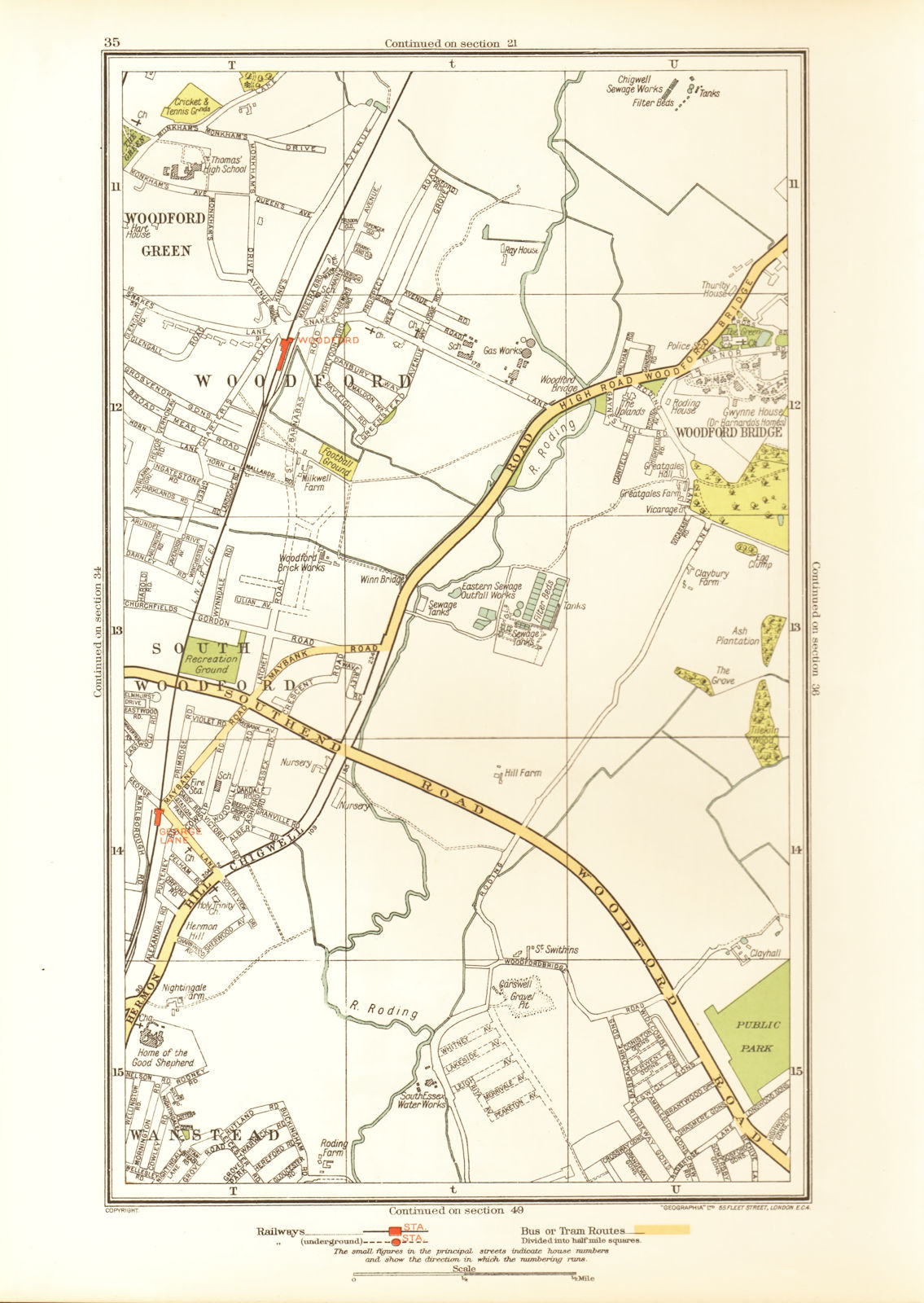 Associate Product LONDON. South Woodford Woodfood Bridge Wanstead Redbridge Ilford 1933 old map