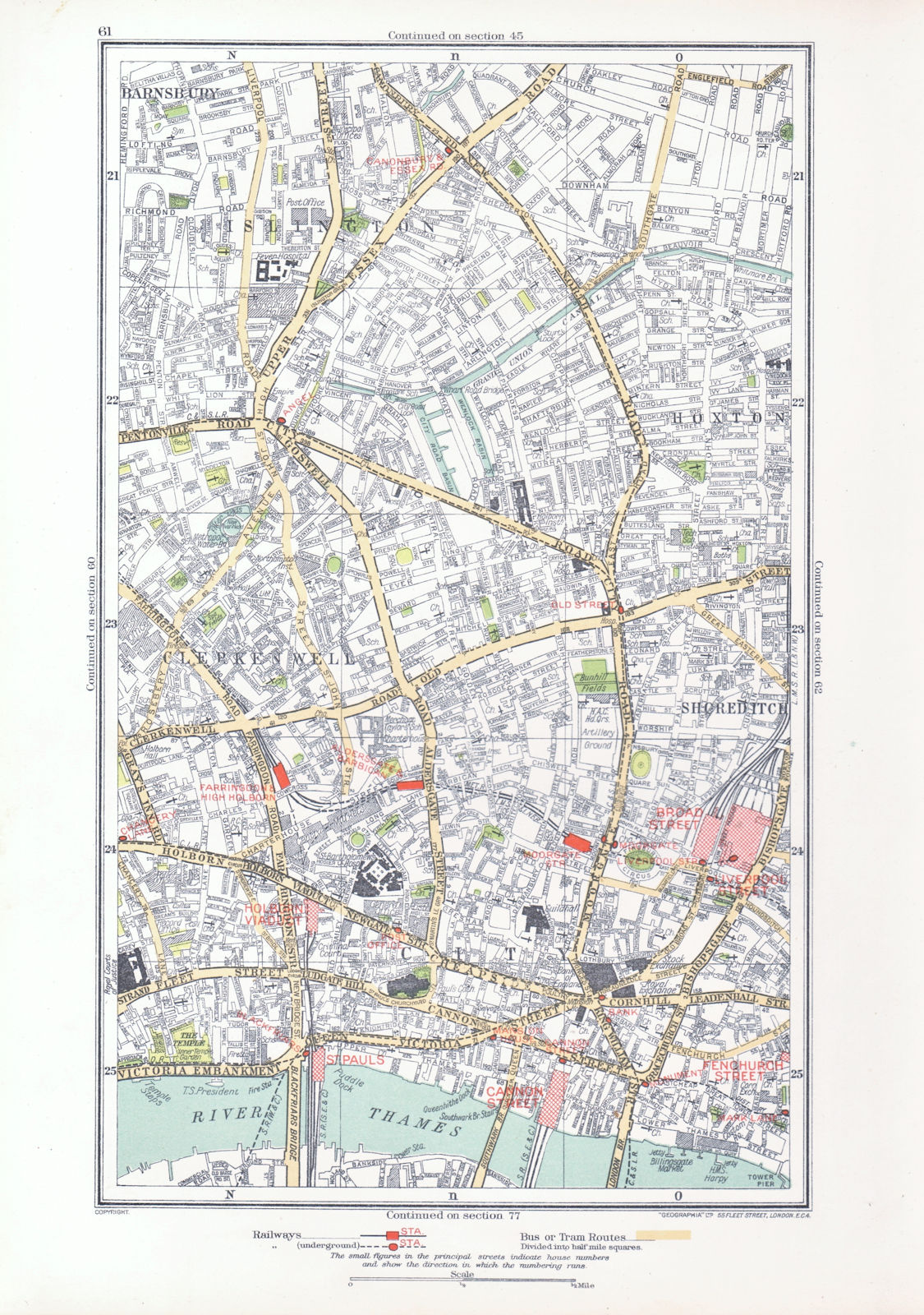 LONDON. Barnsbury Clerkenwell Hoxton Islington Old Street Angel 1933 map