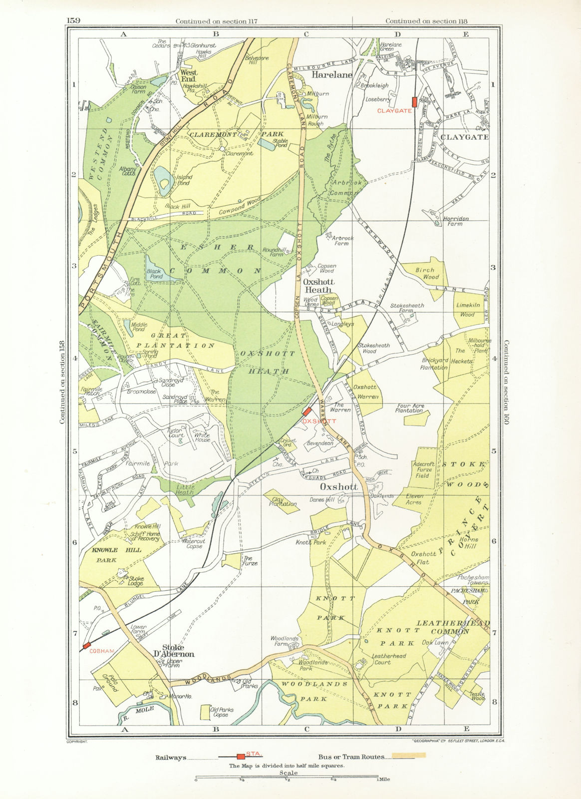 Associate Product OXSHOTT ESHER. Stoke D'Abernon Cobham Fairmile Claygate (Surrey) 1933 old map