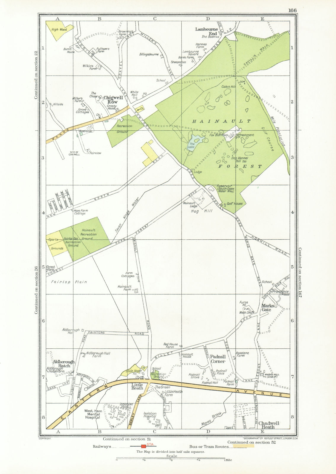 ILFORD. Hainault Aldborough Hatch Chigwell Row Little Heath (Essex) 1933 map