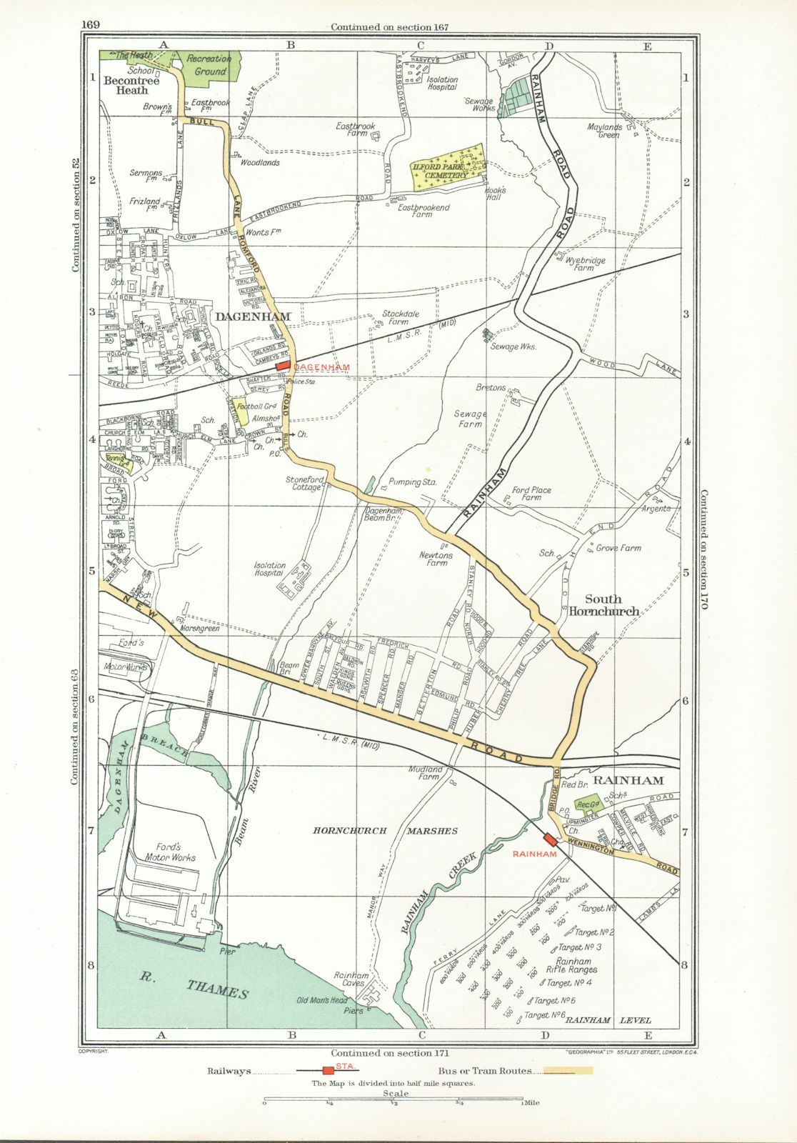DAGENHAM. Rainham South Hornchurch Elm Park Motor Works (Essex) 1933 old map