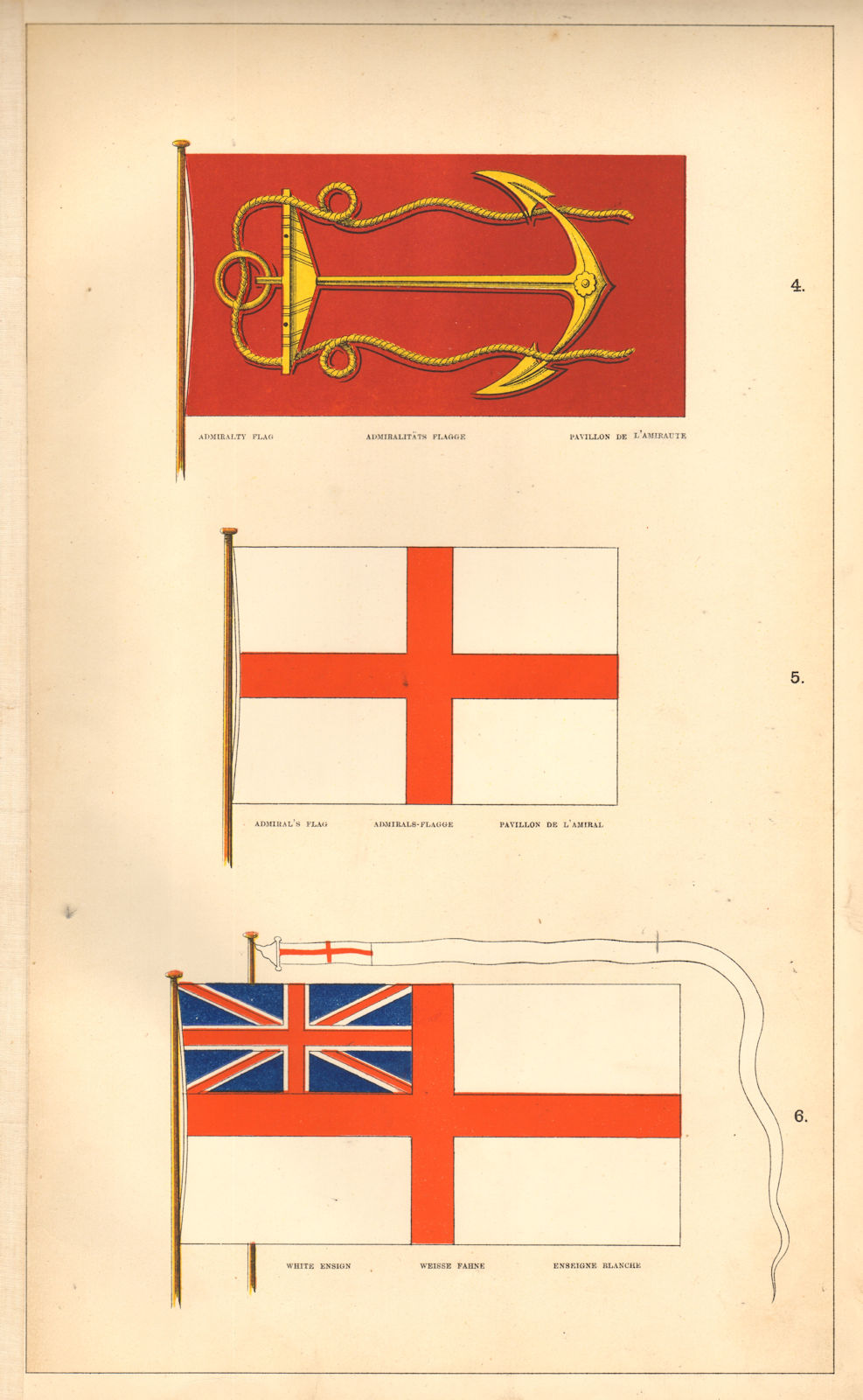 Associate Product BRITISH NAVAL FLAGS. Admiralty Flag; Admiral's Flag; White Ensign. HOUNSELL 1873
