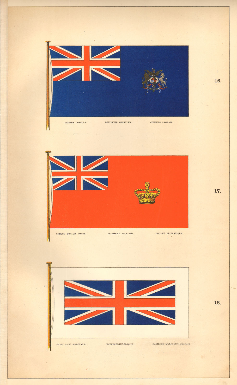 Associate Product BRITISH MARITIME FLAGS. Consuls Custom House Union Jack Merchant. HOUNSELL 1873