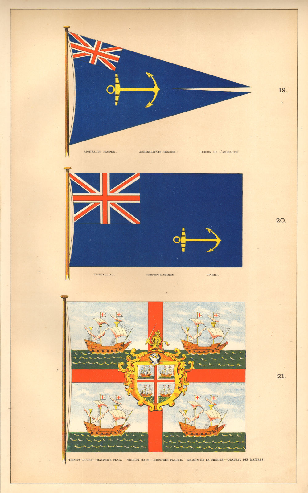 Associate Product BRITISH MARITIME FLAGS. Admiralty Tender Victualling Trinity House Master 1873