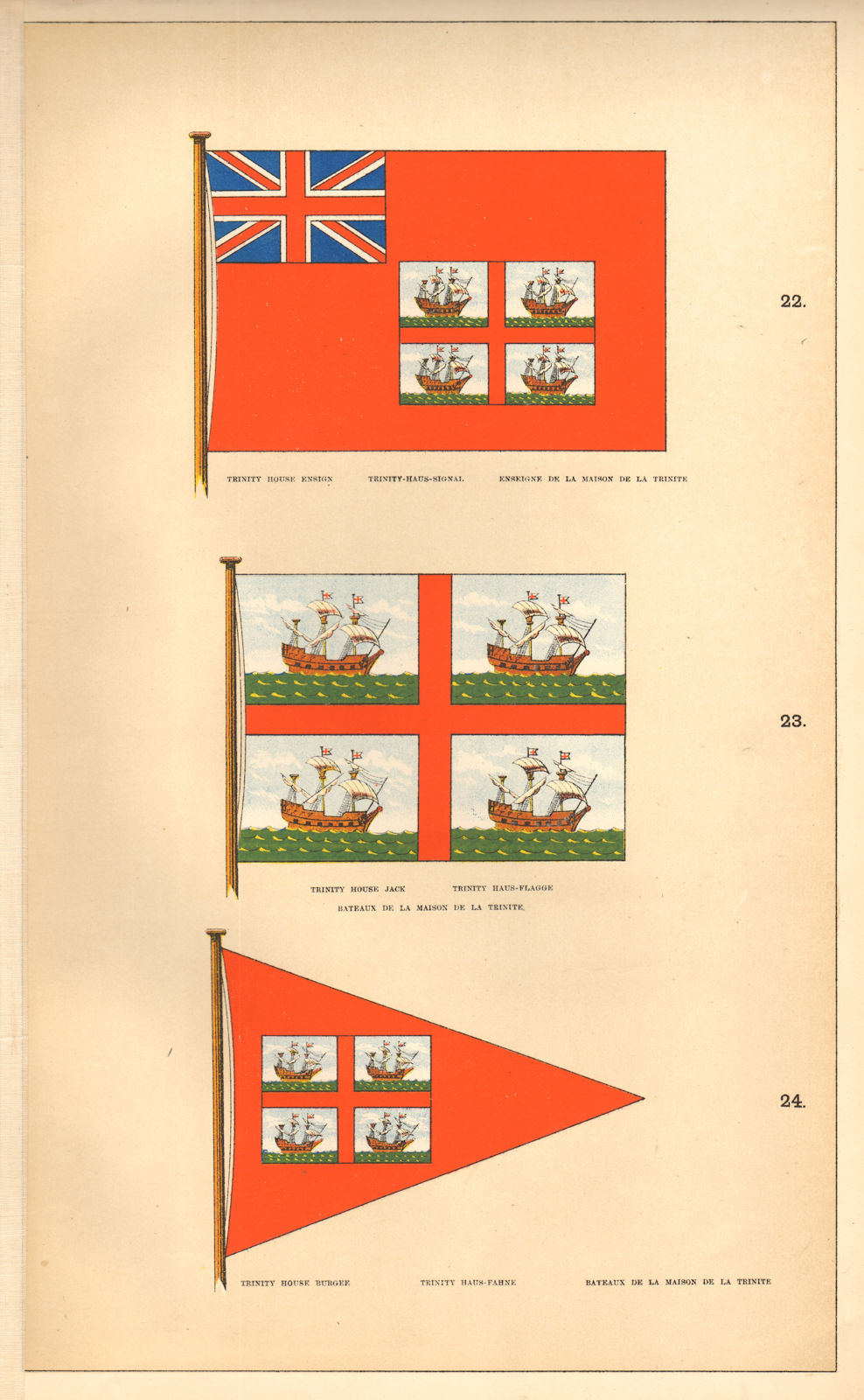 Associate Product TRINITY HOUSE FLAGS. Ensign Jack Burgee. Maritime Shipping safety. HOUNSELL 1873