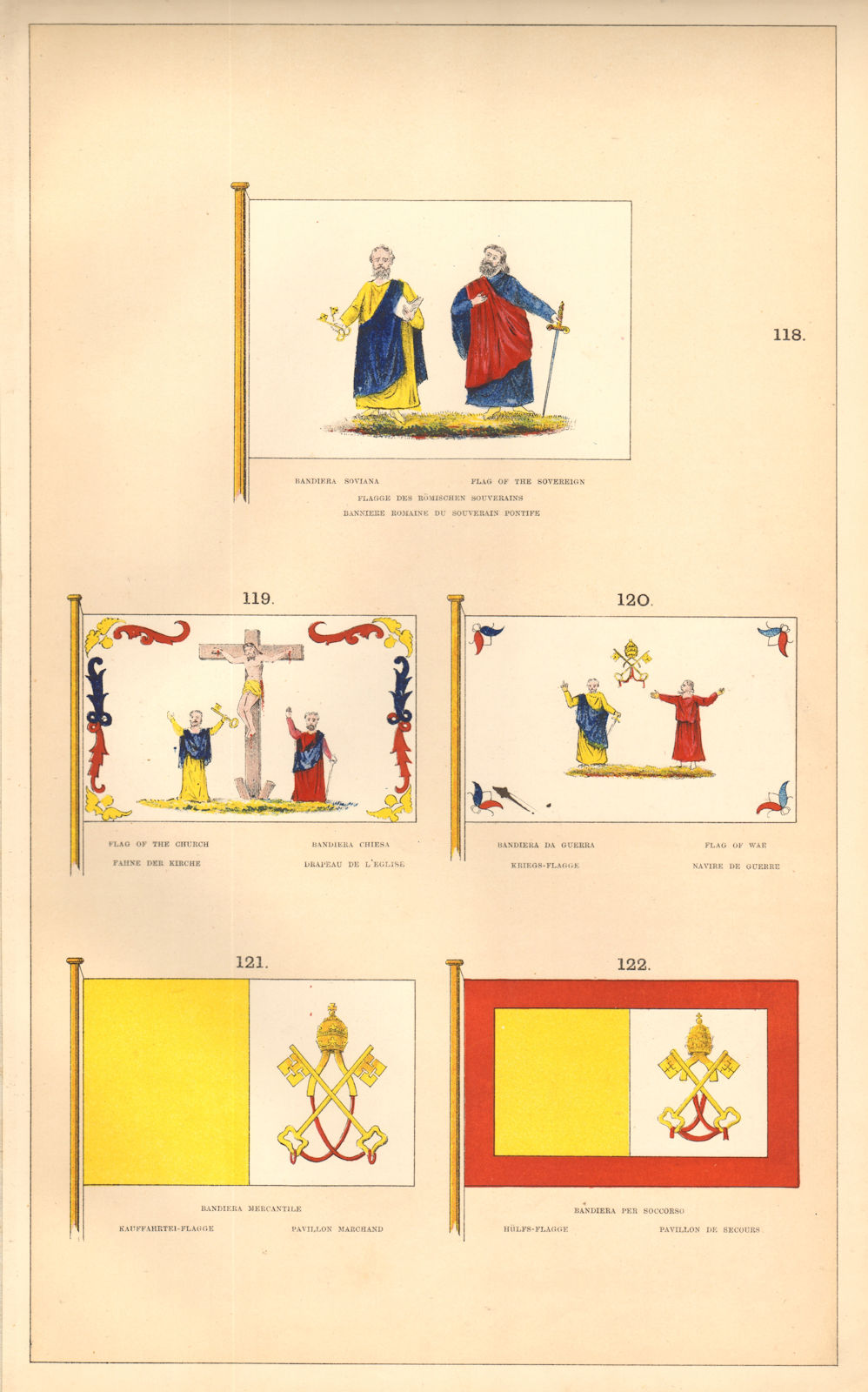 Associate Product VATICAN PAPAL STATES FLAGS BANDIERA. Sovereign Church War Mercantile Rescue 1873