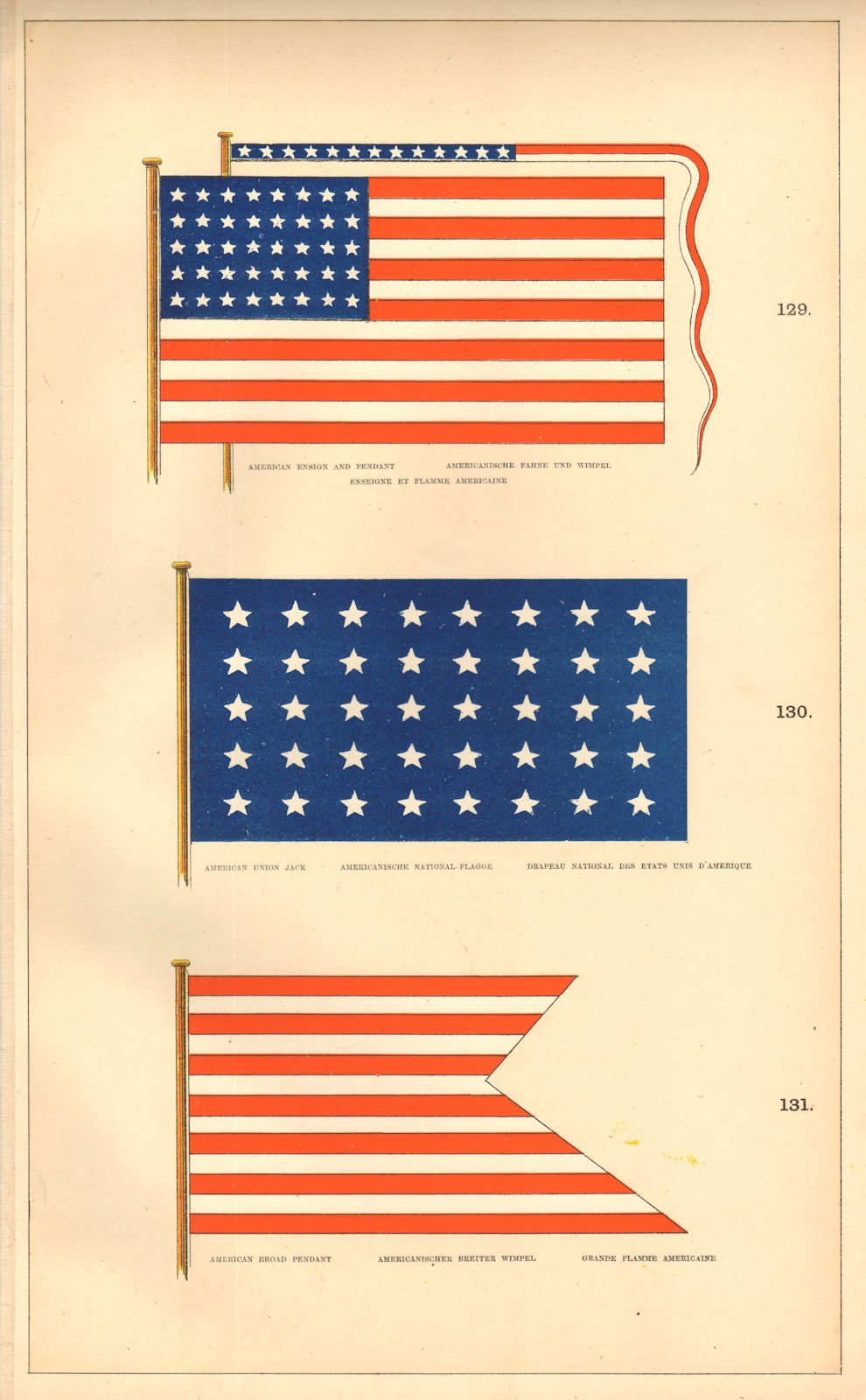 USA MARITIME/NATIONAL FLAGS. American Ensign broad pennant Union Jack 1873