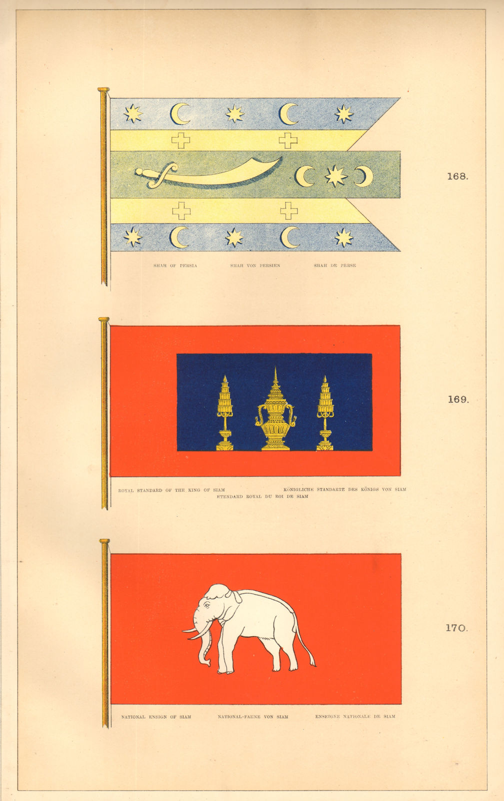 PERSIA & SIAM FLAGS.Shah Iran. Siam Royal Standard/National Ensign Thailand 1873