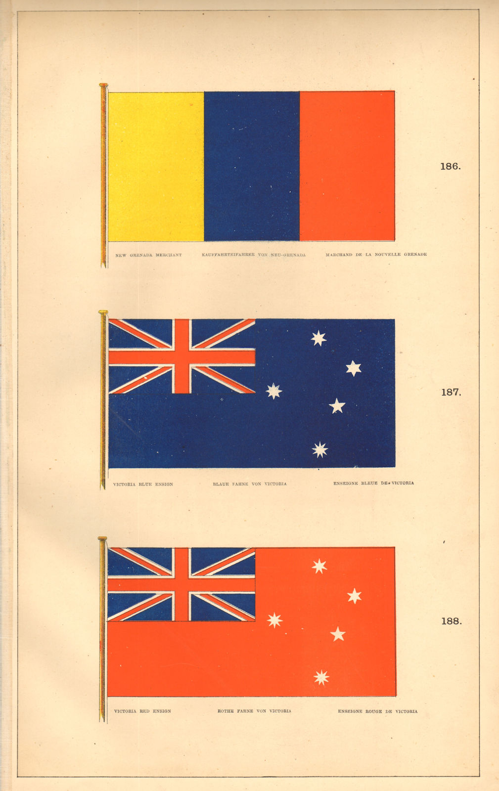 Associate Product AUSTRALIAN/COLOMBIAN FLAGS. New Grenada Merchant; Victoria Blue/Red Ensign 1873