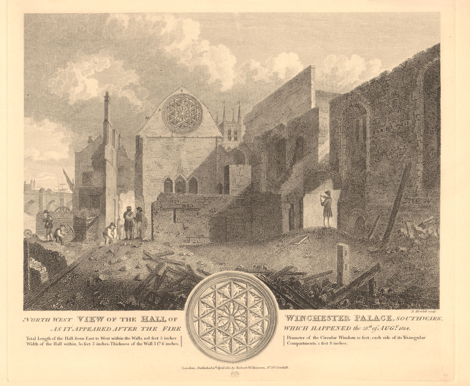WINCHESTER PALACE HALL, SOUTHWARK. After the 1814 fire. Clink Street 1834