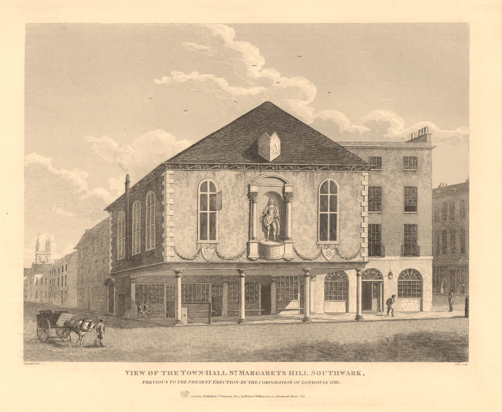 SOUTHWARK TOWN HALL, St. Margarets Hill (Now Borough High Street), London 1834